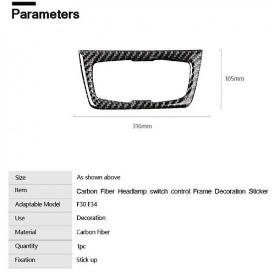 Bright Carbon Fiber Car Front Headlight Switch Panel Sticker For BMW 3 F30 13 14