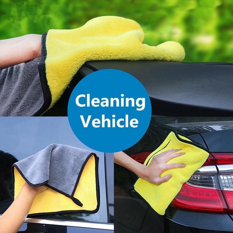 3pcs Microfiber Car Wash Towel Cleaning Cloth, Thickened Water-absorbent Coral Fleece Car Wipe Towel, Suitable for Home and Car Use Cleaning Supplies