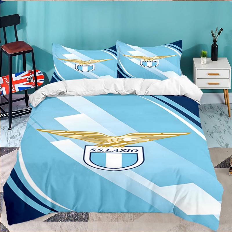 3PCS Lazio Football Crest Bedding set,Ideal For1pc Duvet Cover And 2pcs Pillowcases Perfect for Christmas gift,Ideal for Bedroom, Dormitory