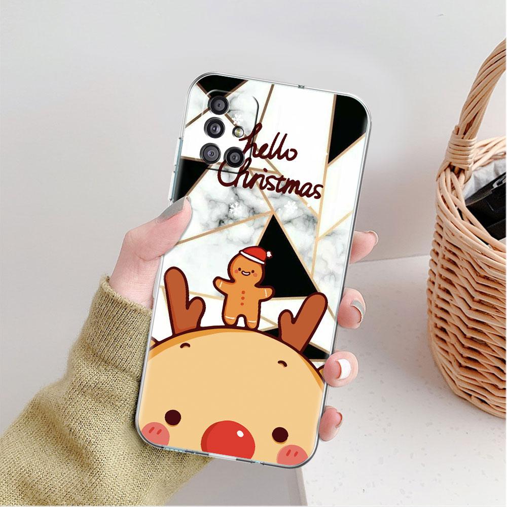 Průhledný kryt s červeným nosem losa a Santa Clausem pro Samsung Galaxy A52 A12 A51 A32 A21s A71 A32 A22 50 A70 A31 A72 5G
