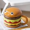 Daily Use Ceramic Coffee Mugs Unique Hamburger Art Hand Painted Underglaze 300ml Capacity Durable Construction Morning Routine