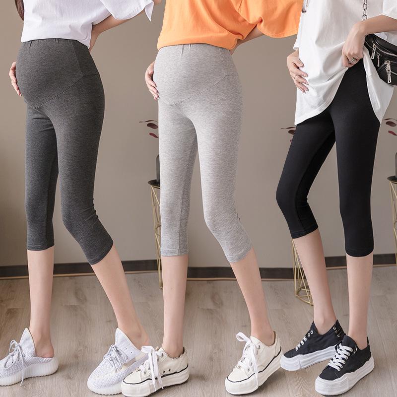 

Summer Maternity Leggings - Solid Color 7-Point Pregnancy Pants XXXL