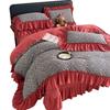 Spring/Summer Washed Cotton Lace Quilt Bedspread Set - 4 Pieces, Machine Washable