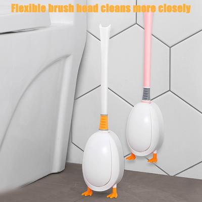 Entenform Silikon Toilettenbürste Badezimmer Toilettenschüssel Scheuerbürste mit Aufbewahrungsbox TPR Borsten Badezimmerzubehör