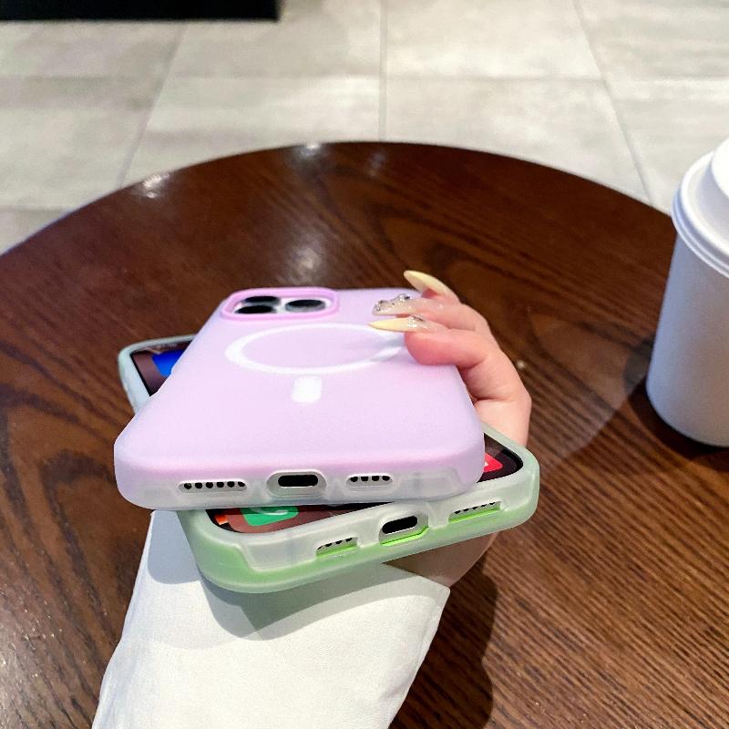 Luxury Candy Color 2 IN 1 Magsafe Case For iPhone 12 13 14 15 16 Pro Max Plus 17 Air Magnetic Wireless Charge Matte Soft Cover