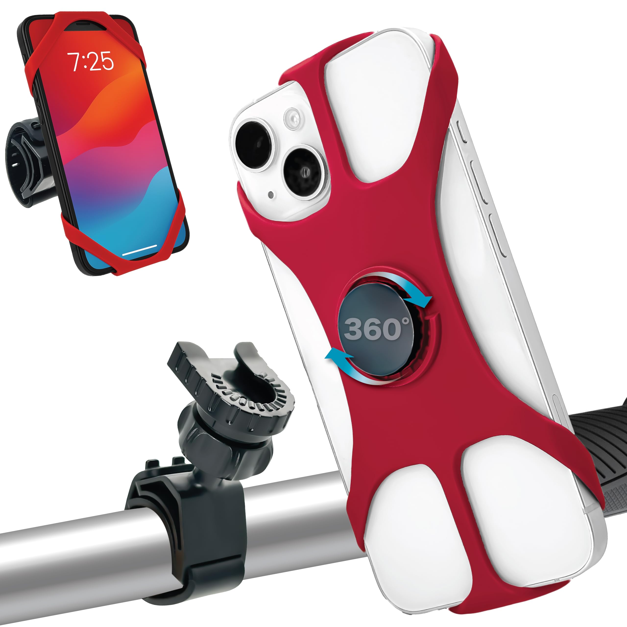 

KARRIOR Велосипедный держатель для смартфона Держатель для телефона со смартфоном с силиконовым шариком Регулируемый Совместимый с шоссейным и рулем типа «бараньи рога» Вибрация Сильный Совместимый с