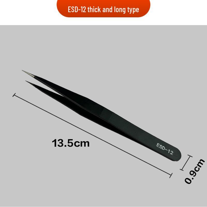 Precision Anti-static Stainless Steel Tweezers Set: Straight Tip, Bent Tip, Thickened, Pointed Tip, Bird's Nest Beauty Tweezers.