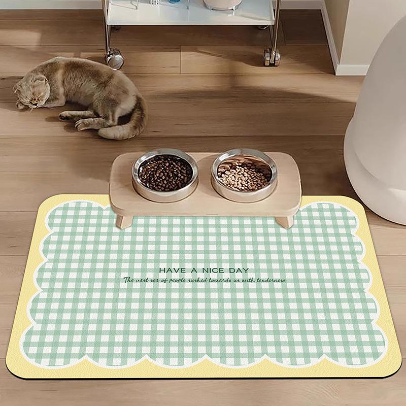 Cat & Dog Feeding Mat: Absorbent, Non-Slip Placemat - Easy Clean, Stain Resistant with Cartoon Design