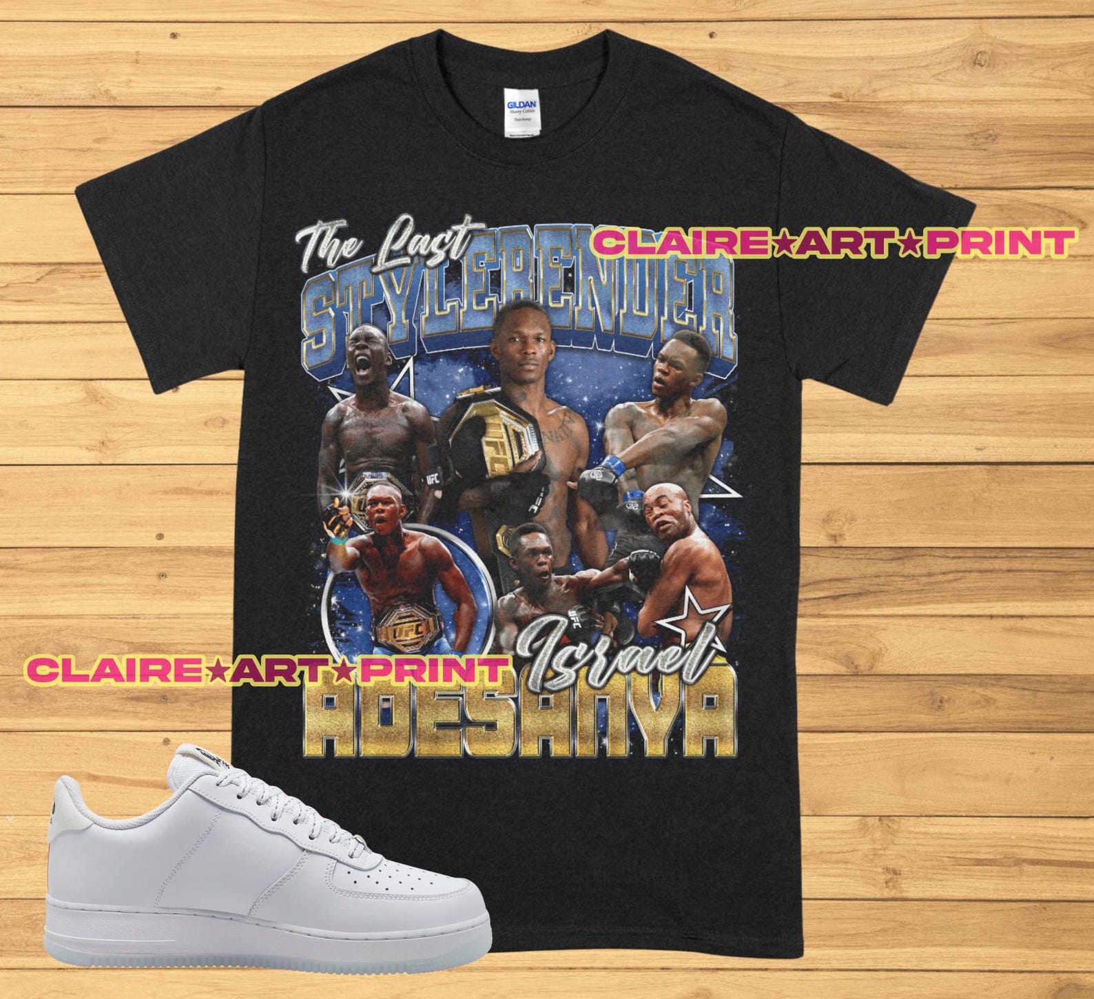 Israel Adesanya T-Shirt High Quality Print - UFC Fan The Last Style Bender Custom Vintage Design S