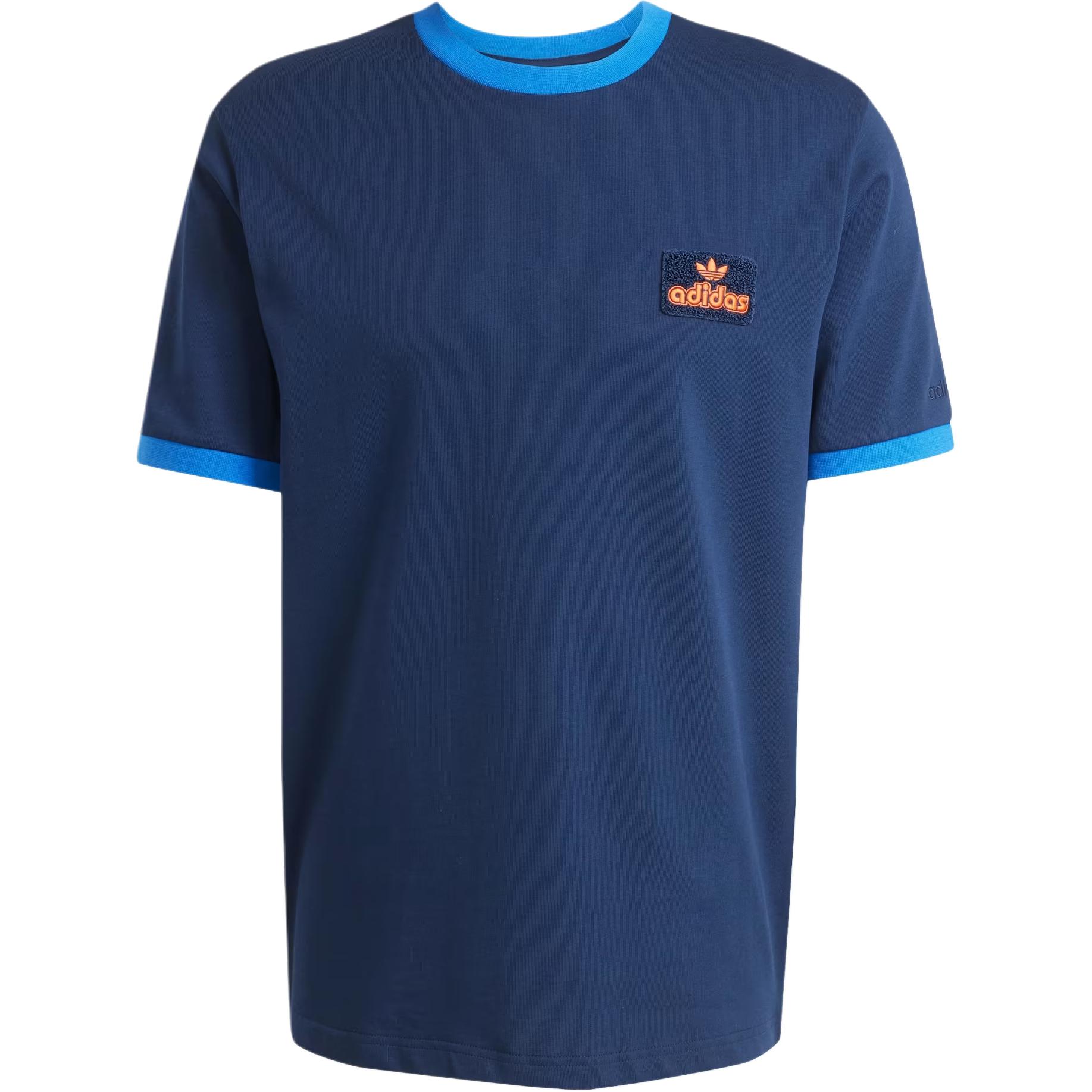 Adidas Originals Color Block Letter Logo Round Neck Short Sleeve T-Shirt Men Tops Blue JC8383 XXL