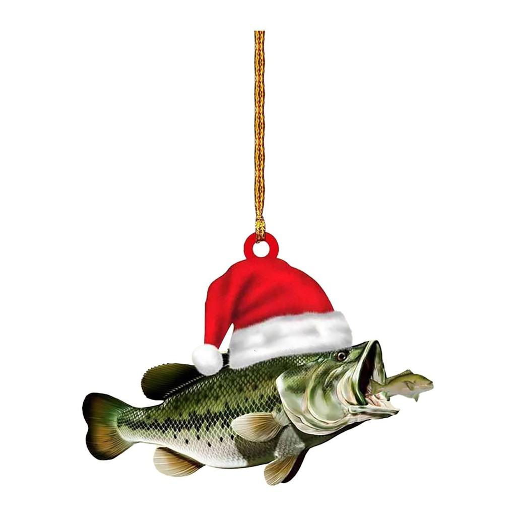 Cartoon Eyecatching Green Bass Fish Christmas Decoration For Your Vehicle Interior