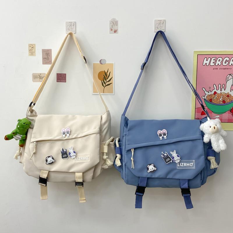 Japanese Harajuku Crossbody Bags For Women High School Girls Messenger Bag Patchwork Handbags School Book Bag Shoulder Bag Bolso