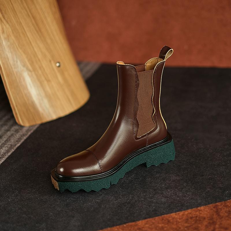 Fashion 2024 Winter Women Shoes Genuine Leather Women Boots Ankle Boots Zapatos De Mujer Platform Flats Chunky Boots Platform Shoes