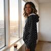 Women's Long Sleeve Pullover Hoodie with Plaid Print and Drawstring Casual Top