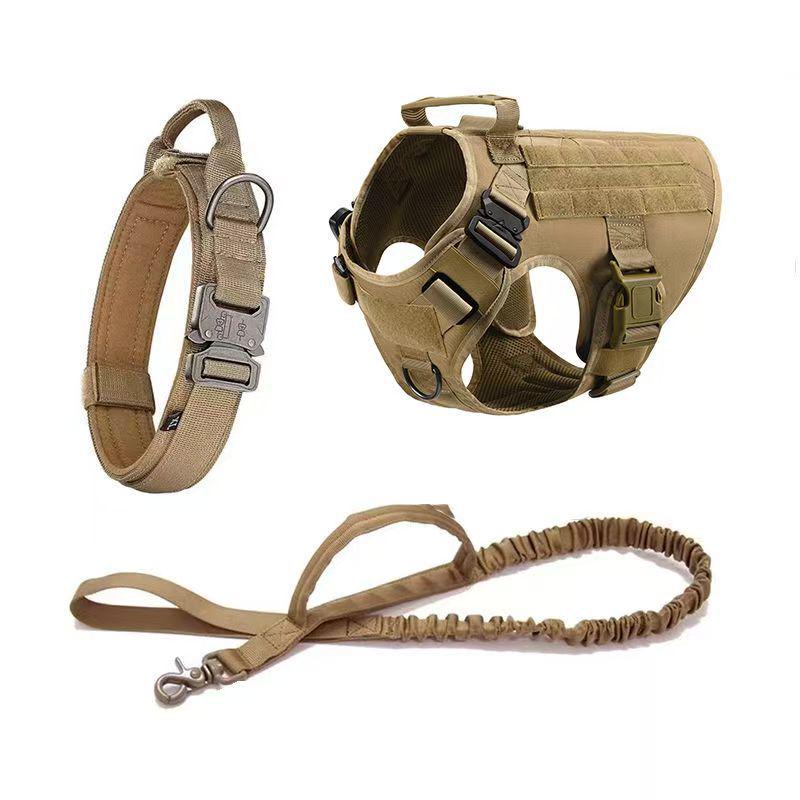 Nylon Tactical Bungee Dog Leash & Harness Set - Large Size Vest & Collar for Pets