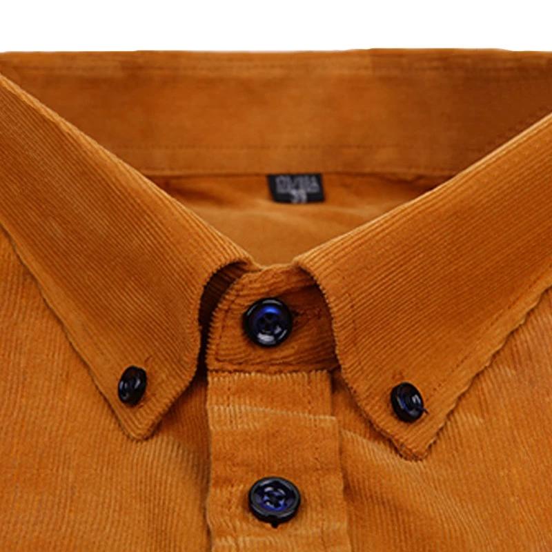 7XL 6XL Camisa de Pana para Hombre Manga Larga 100% Algodón Casual Corte Regular Suave Cómoda Bolsillo Camisas de Vestir Formal Ropa de Hombre
