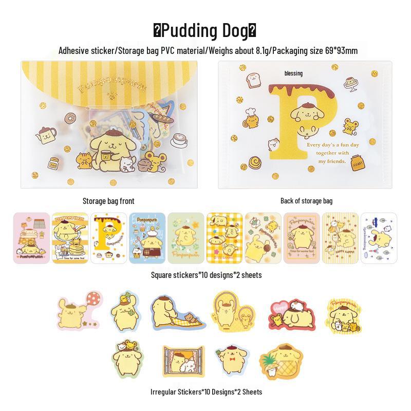 Sanrio Cartoon Paper Stickers: DIY Journal Decoration Pack with PVC Bag