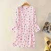 Spring Autumn Women Nightgown Round Neck Cartoon Printing Long Sleeves Loose Pullover Nightdress Sleepwear for Mom Daughter