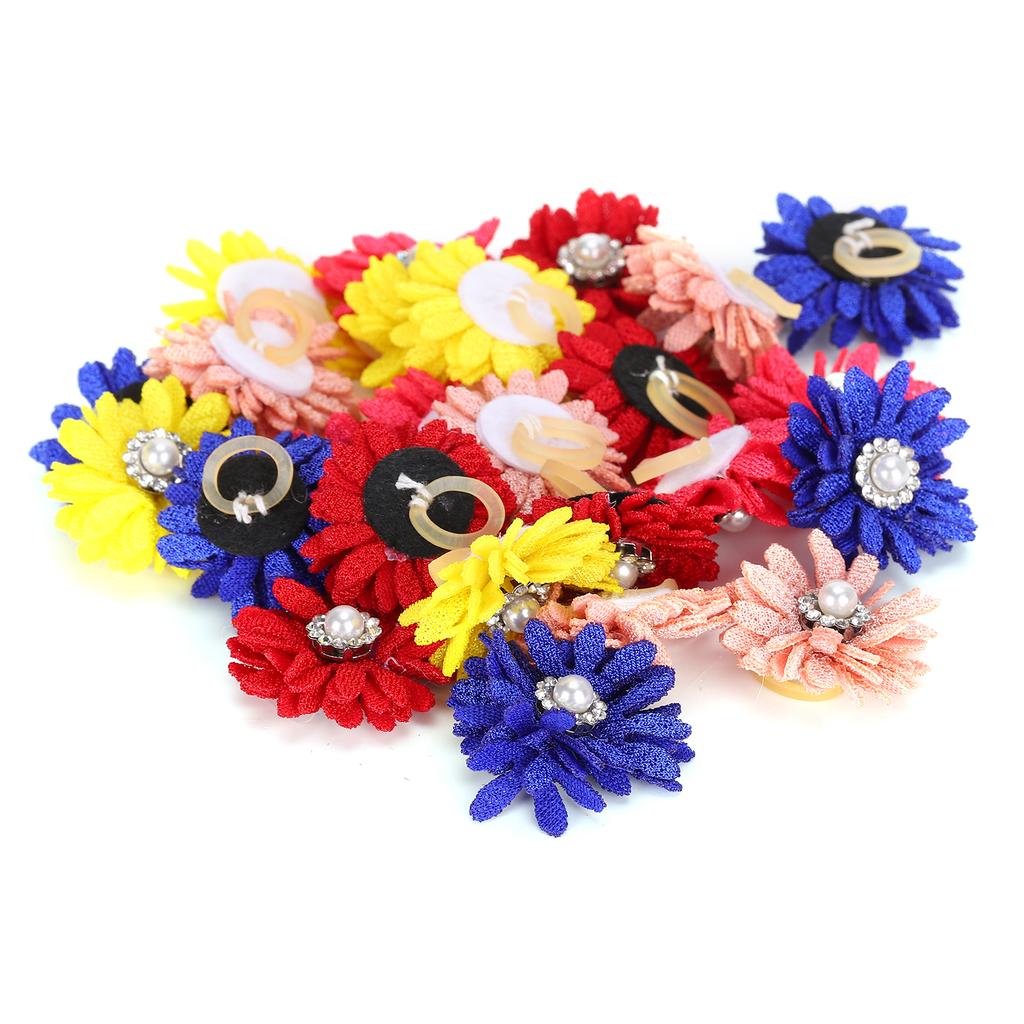 25Pcs/lot Cute Pet Dog Cat Hair Bows Flowers Grooming Bows with Rubber Bands for Pet