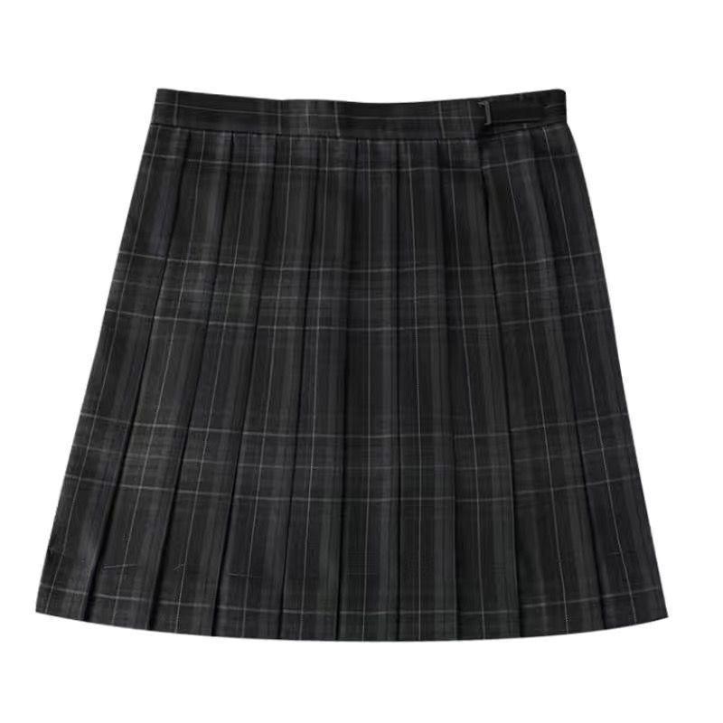 Slimming White Hot Girl Shirt & Plaid School Skirt Set: Genuine Student Style with Pure, Desired Aesthetics