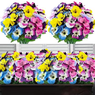 Artificial Pansy Flowers UV Resistant Fake Flowers Reusable Faux Pansy Flowers Bundle for Vase Garden Porch Patio Indoor Outdoor Home Decor