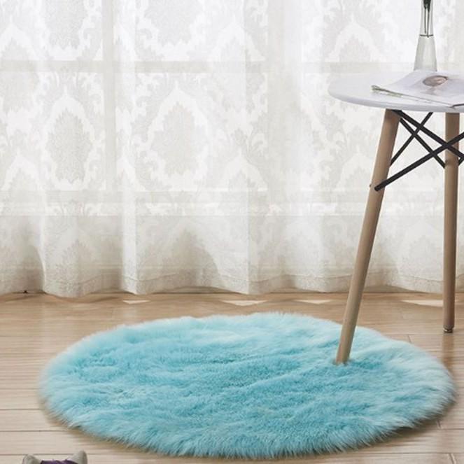 2026 Modern Plush Round Rug: Fluffy Imitation Wool Cushion for Bedroom, Bay Window, Living Room Chair, or Sofa.