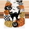 Bonhause Pumpkin Halloween Table Runner 13x60 Inch Jack-O-Lantern Black Cat Bat Spooky Kitchen Dinning Table Decoration for Fall Indoor Outdoor Home