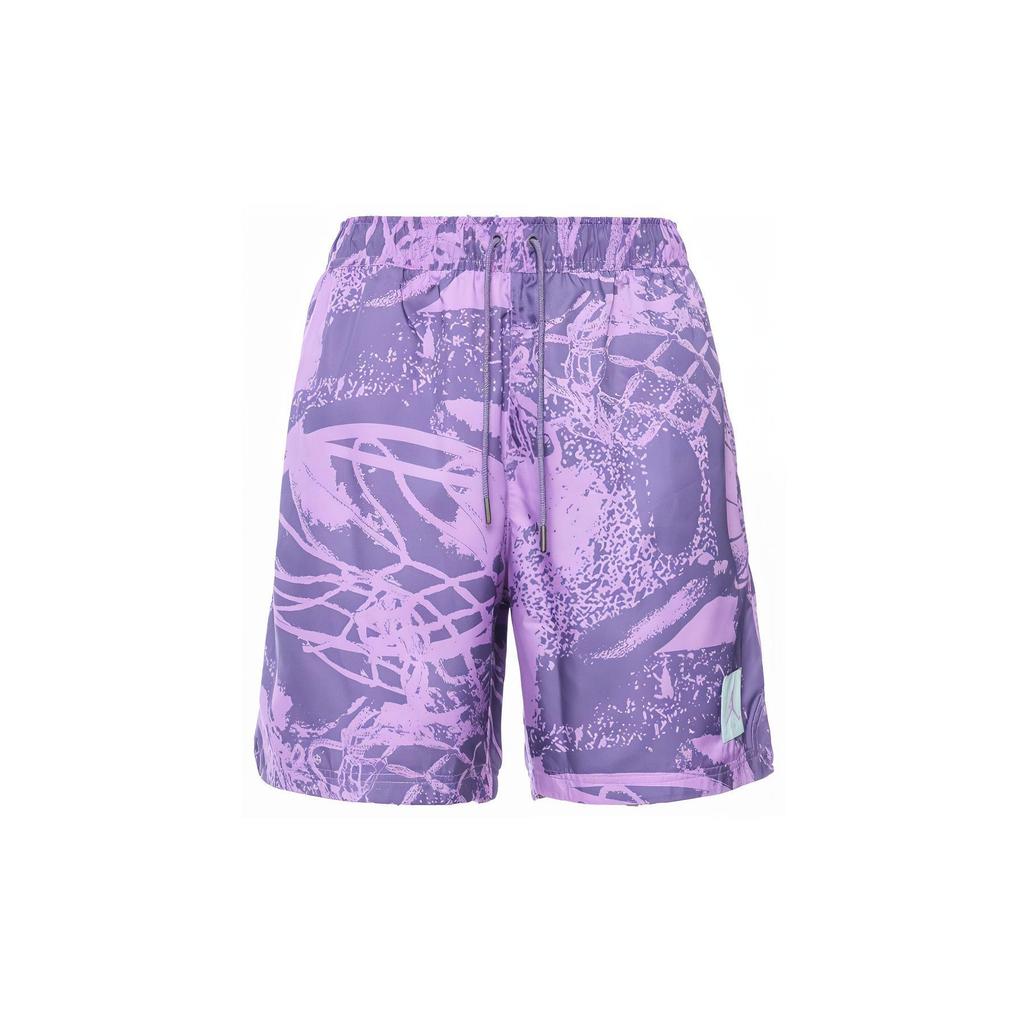 Jordan All Over Print Lace-Up Mid-Rise Straight Casual Shorts Men Shorts Purple CZ4749-591