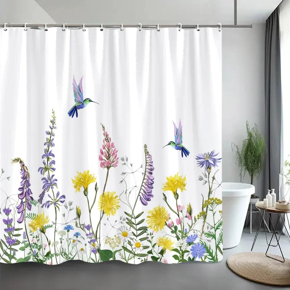 

Lavender Shower Curtain Watercolour Art Painting Creative Polyester Bath Curtains Bathroom Decor With Hooks Bathroom Accessories 90x180cm35x71in
