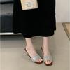 Rhinestones with Sandals for Women, New High-heeled Suede Temperament Wedge-heeled Cool Slippers