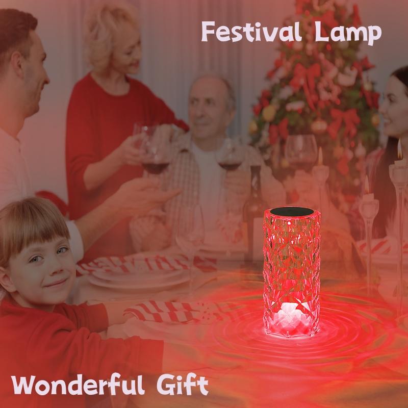 Colour 316 LED Crystal Table Lamp Rechargeable Touch Rose Romantic Night Lamp Bedroom Bedside Lamp Living Room Bar Decoration