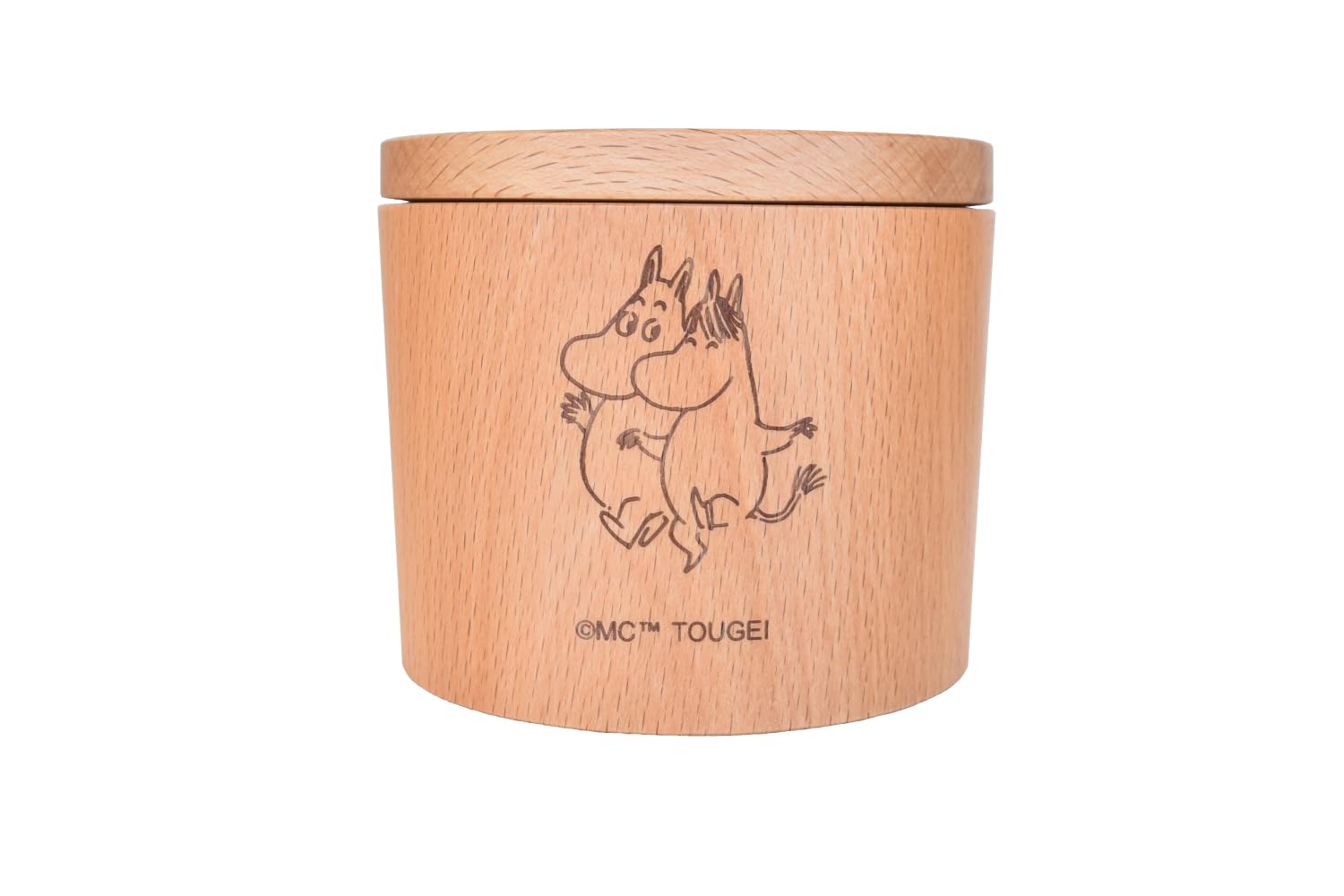 

TOUGEI Настольная банка Натуральное дерево Серия Муми-тролли 150 мл Деревянный контейнер для хранения (Муми-тролль и Сноркмаден) бежевый