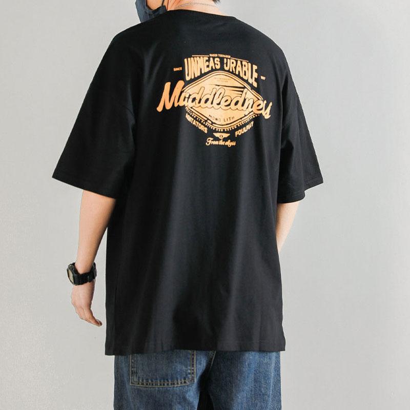 Amerikanische Retro Buchstaben T-Shirts Sommer Junger Stil Junger Stil Druck Herrenbekleidung Lässig Locker Rundhals Kurzarm Basic Pullover