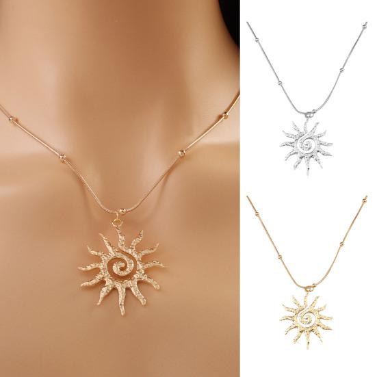 Spiral Sun Pendant Necklace Titanium Steel Vintage Necklace Bohemian Sun Charm Necklace Prom Birthday Jewelry for Her