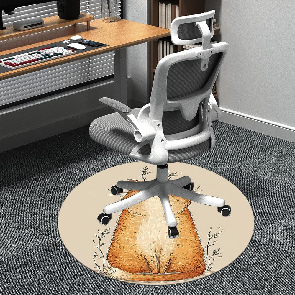 1PC Cat Whiskers Office Round Area Rug,  Mat Suitable ForOffice, Under Office Chairs Bedroom Living Room Home Decor, Room Deco