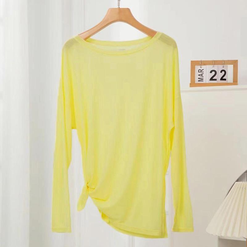 

Sports Cover up Women Summer Lightweight Double Slit Long sleeve Yoga Clothes Top Casual Breathable Loose Running Workout Clothes Vitality yellow S (40.00 kg-47.50 kg
