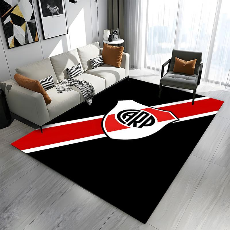 Red and White Shield on Black Background Patterned carpet a non slip rug suitable for all seasons and any setting, gift