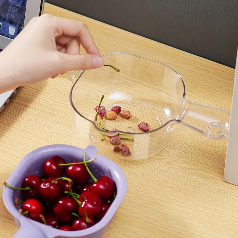 Double Drain Basket with handle,Multi-purpose Storage Drain Basket Household Fruit Vegetable Basket Plastic Drain Basket Acces