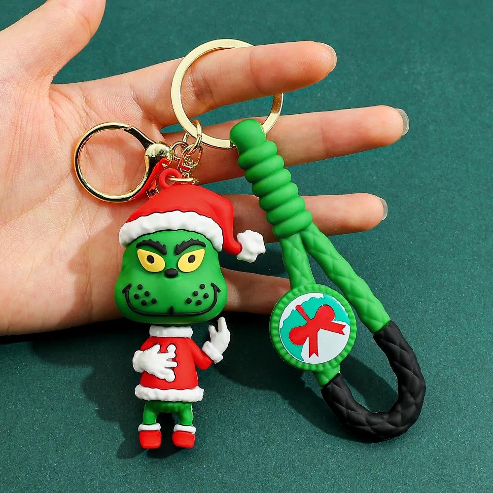 Bambola Grinch esplosione transfrontaliera Nuovo portachiavi ciondolo Grinch di Natale Mostro dai capelli verdi di Natale ornamento