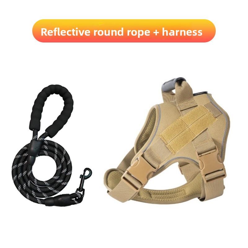 

Собачий поводок, жилетный стиль, нагрудный и плечевой ремень для золотистого ретривера, маленький, средний и большой поводок для выгула собак, собачья цепь S хаки