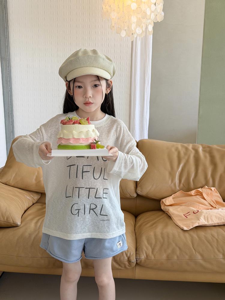 Girls' Korean Style Summer T-shirt & Sun Protection Cardigan – Breathable and Loose Fit for Medium & Large Children