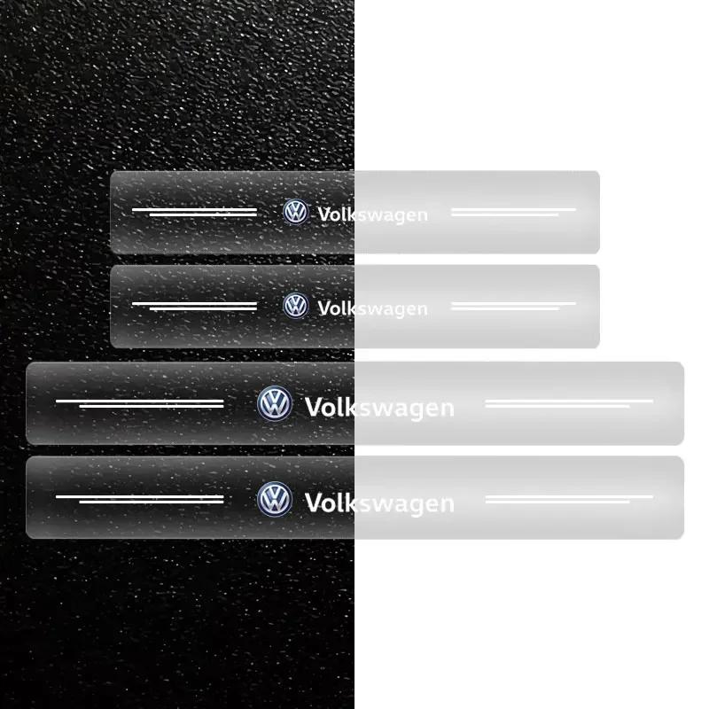 For Volkswagen VW Car Threshold Protector Transparent Decorative Badge Sticker For Volkswagen Golf 4 5 6 7 R GTI TSI TDI R32 MK4