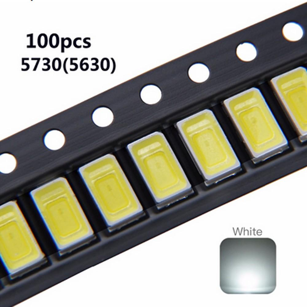 

100 PCS 5630/5730 Single Chip для SMD SMT LED 0,5 Вт білий 5000-6500k