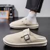 Plus Size 46 47 Fabric Mules Man Backless Loafers Slipper Half Shoes For Men Slides Mens Slip On Flats Semi-Drag Casual Shoes