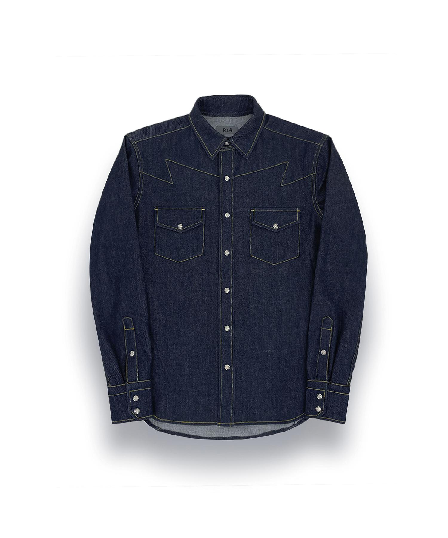 Alpo R-0009 / Storm Symbol - Washed Western Shirts(Denim) Denim/M