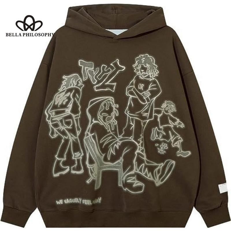 Y2K Graffiti Street Volný čas Sportovní Mikina Volný Kreslený Potisk Svetr Svetr Hip Hop Pánské a Dámské