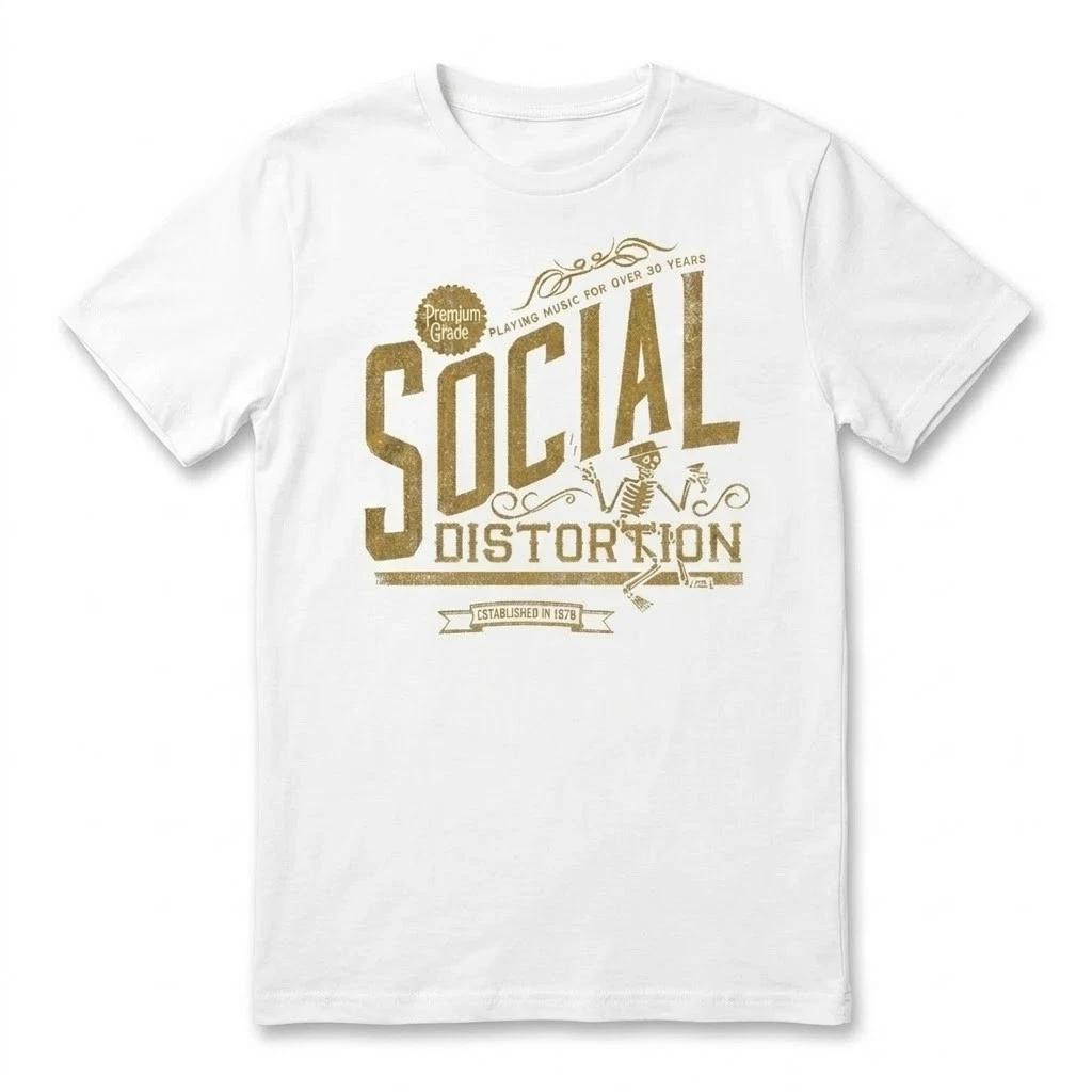 Vintage Social Distortion Skeleton T-Shirt - Retro Punk Rock Band Graphic Tee L