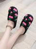 Cute Cartoon Smiley Face Christmas Hat & Tree Strawberry Cotton Slippers, Cozy & Warm Couple Style.