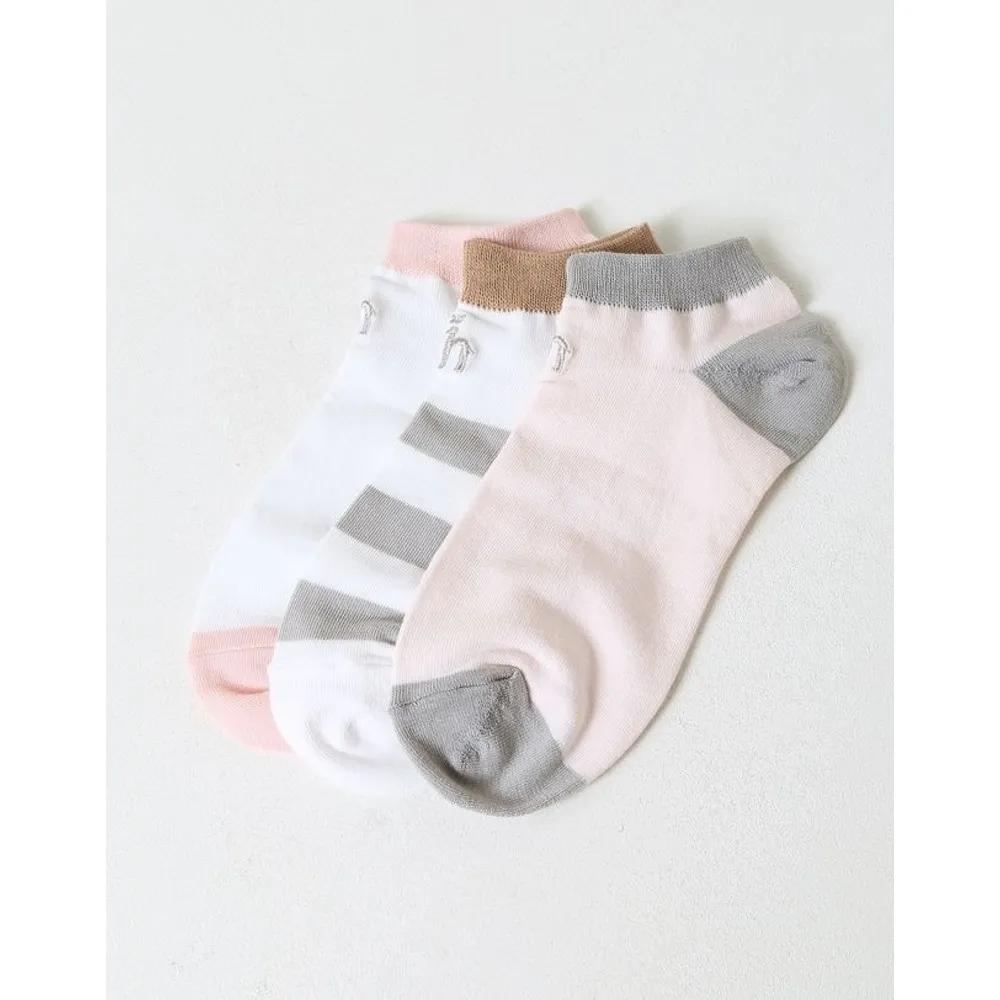 [25FW] Color Block Women's Ankle Socks 3-Piece Set HISS5F004WT