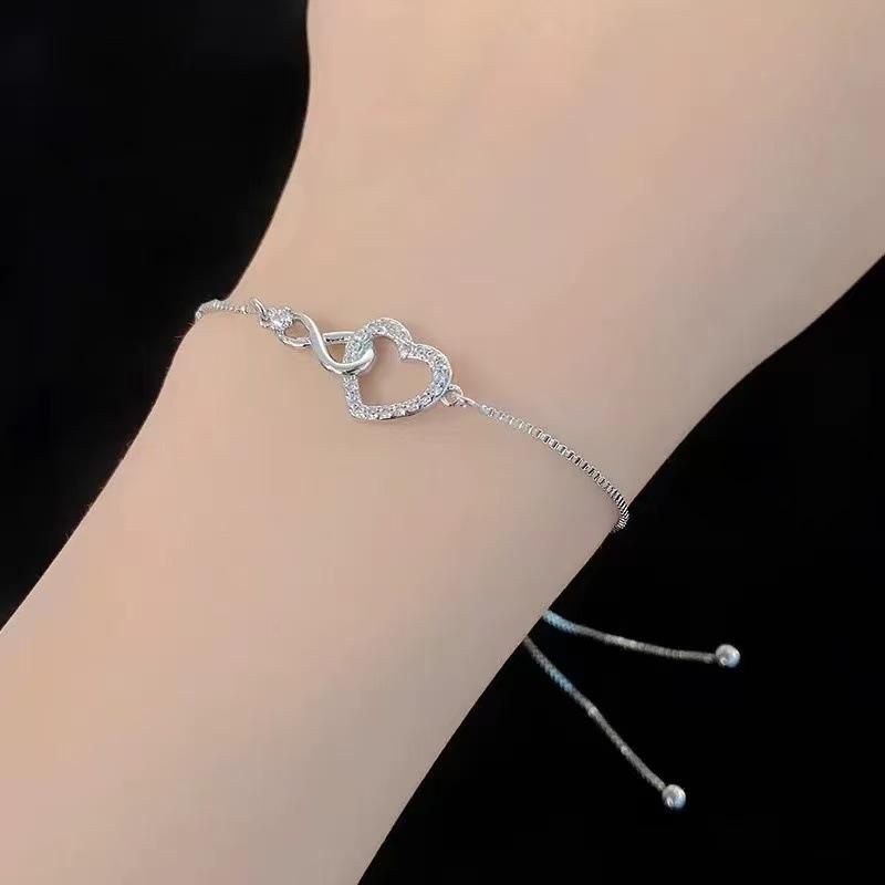 925 Sterling Silver Heart Zircon Hand Bracelets For Women Korean Luxury Designer Jewelry Accessories Jewellery